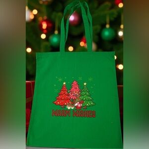 Christmas Tote Bag Green Christmas Bag Tote Bag